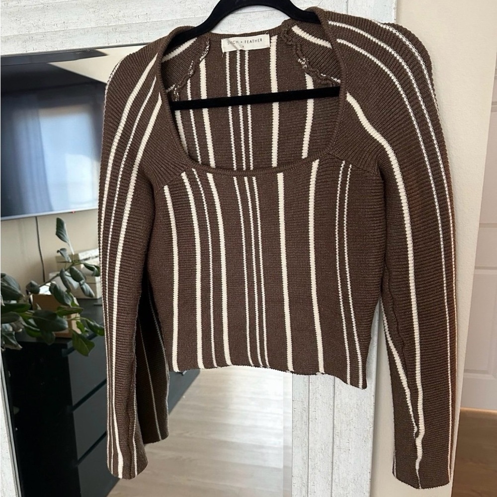 Stitch and Feather Brown Knit Top